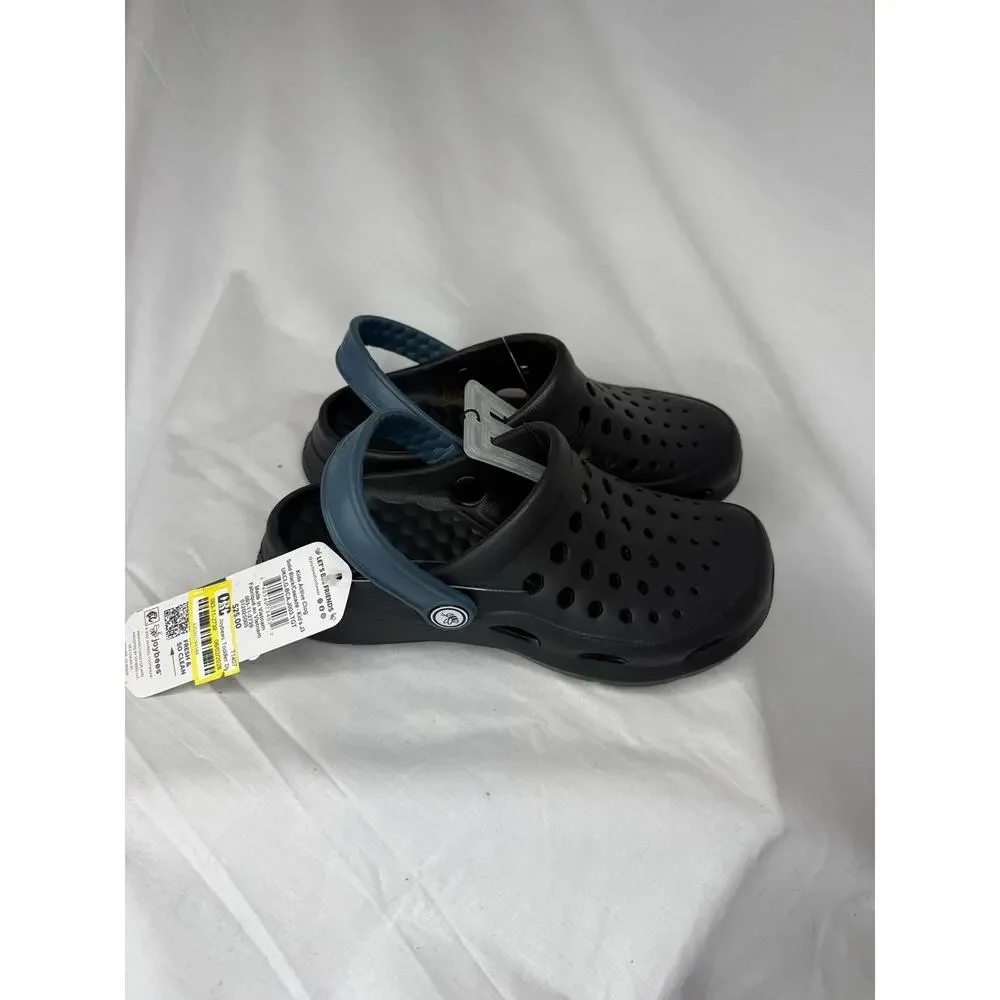 Joybees Kids' Dylan Slip-On Sandals Black Blue Strap Clog Kids 2, NWT